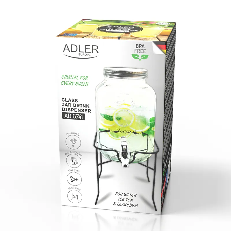 Dozator de bauturi Adler AD 6741 4 L cu stand si robinet