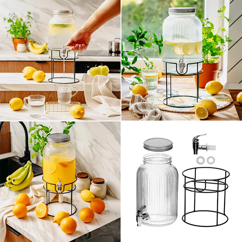 Dozator de bauturi din sticla Adler AD 6742, 4 L cu stand si robinet