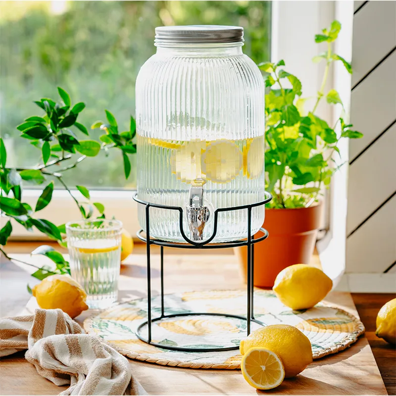 Dozator de bauturi din sticla Adler AD 6742, 4 L cu stand si robinet