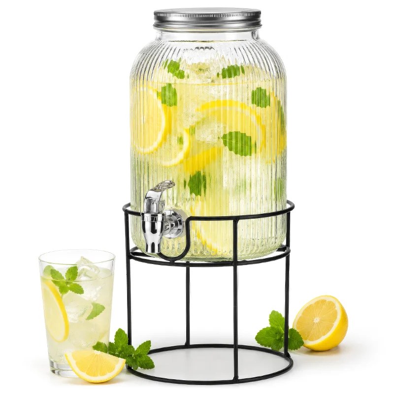 Dozator de bauturi din sticla Adler AD 6742, 4 L cu stand si robinet