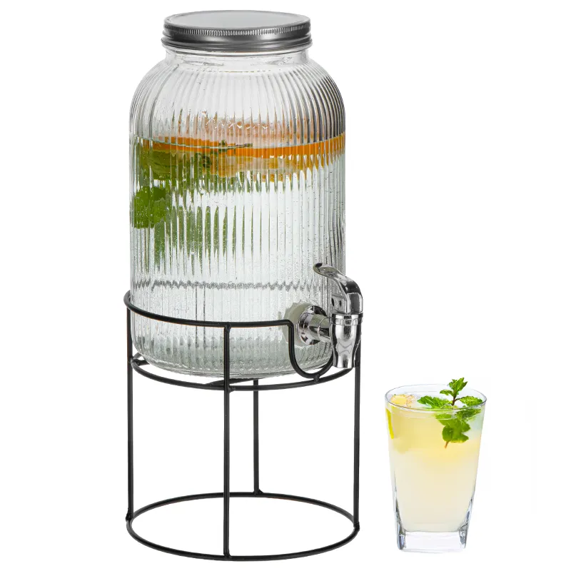 Dozator de bauturi din sticla Adler AD 6742, 4 L cu stand si robinet