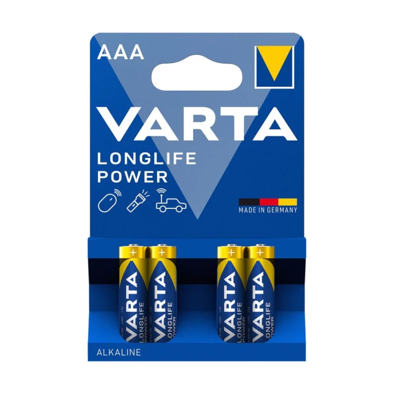 VARTA Longlife Power AAA LR03 alcalina, set 4 buc.