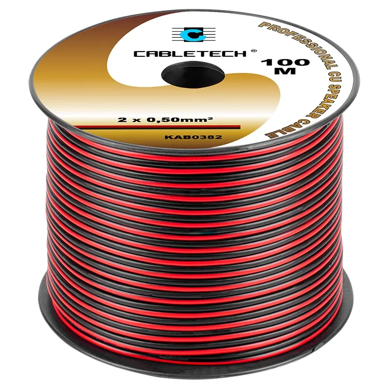 Cablu Difuzor Cupru 2X0.50MM Rosu/Negru 100M