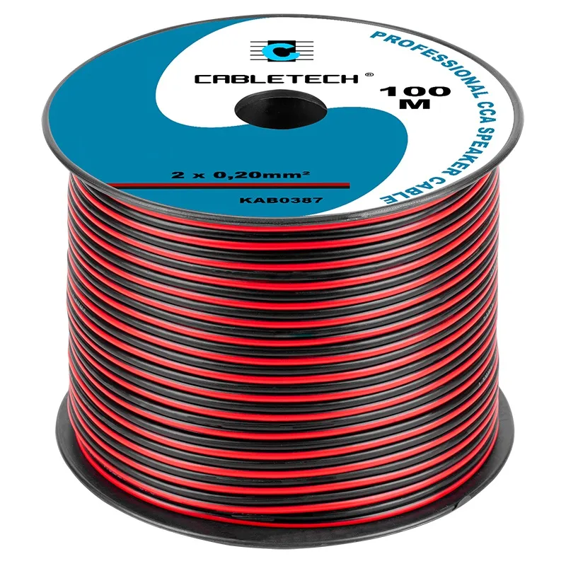 Cablu Difuzor CCA 2X0.20MM Rosu/Negru 100M