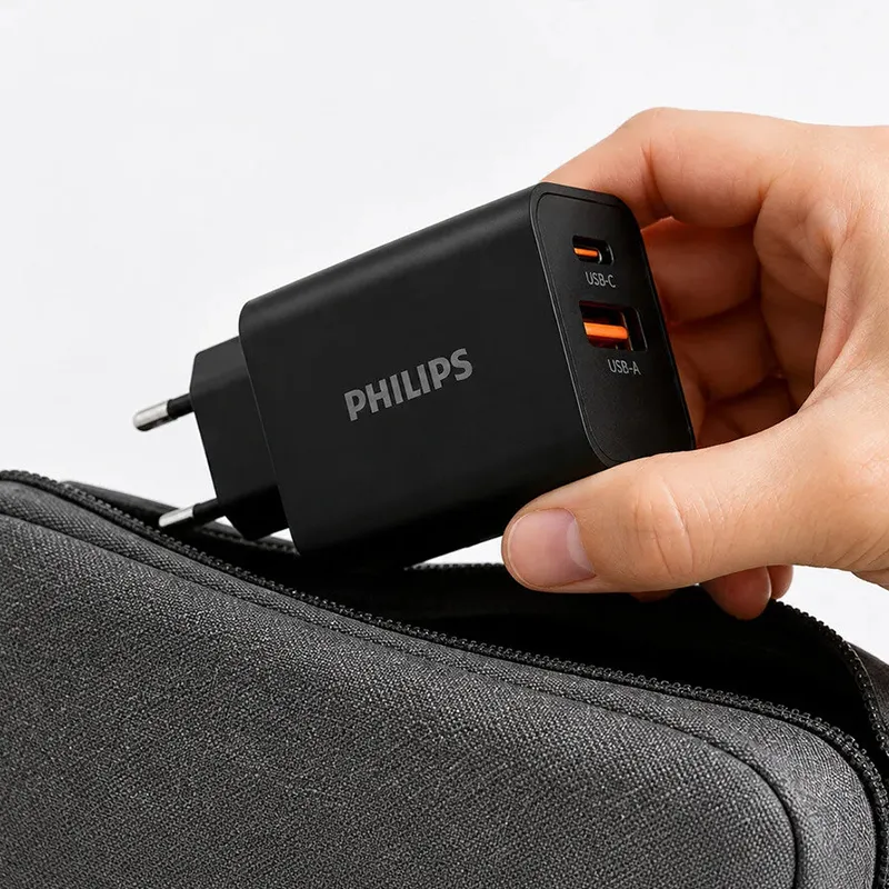 Alimentator Retea USB-A + USB C PD 25W Philips
