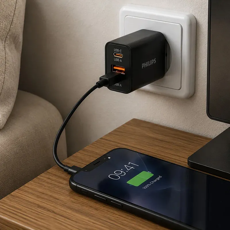 Alimentator Retea USB-A + USB C PD 25W Philips