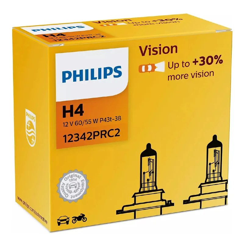 Set 2 buc. becuri auto H4 Philips Vision 12 V 60/55 W