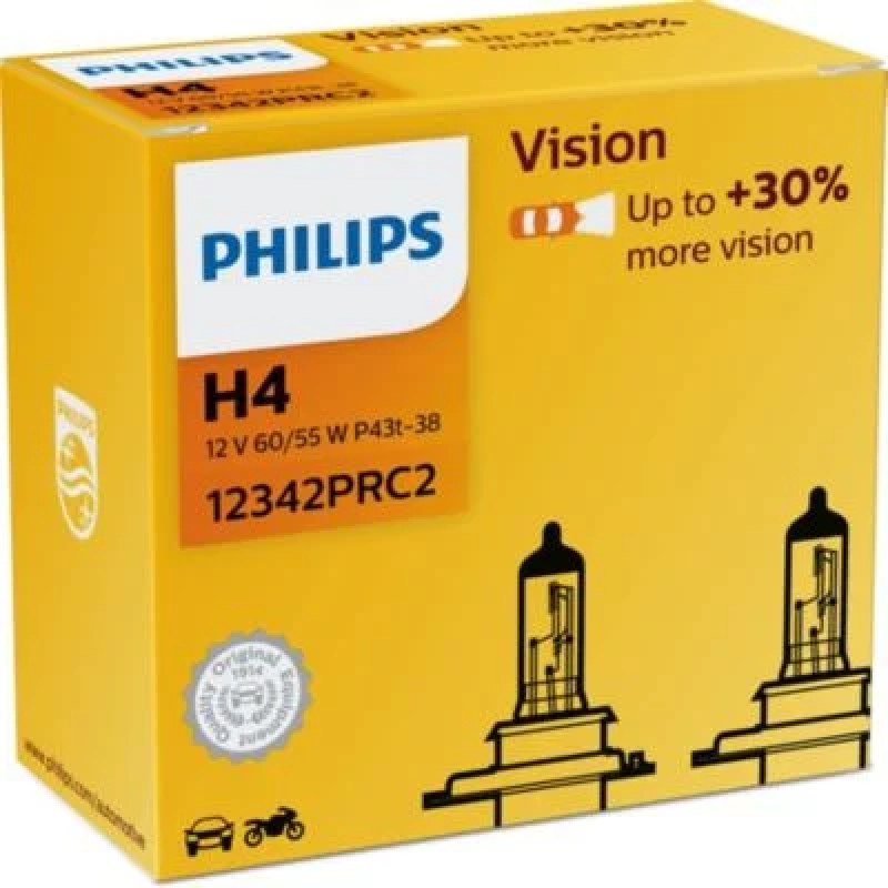 Set 2 buc. becuri auto H4 Philips Vision 12 V 60/55 W