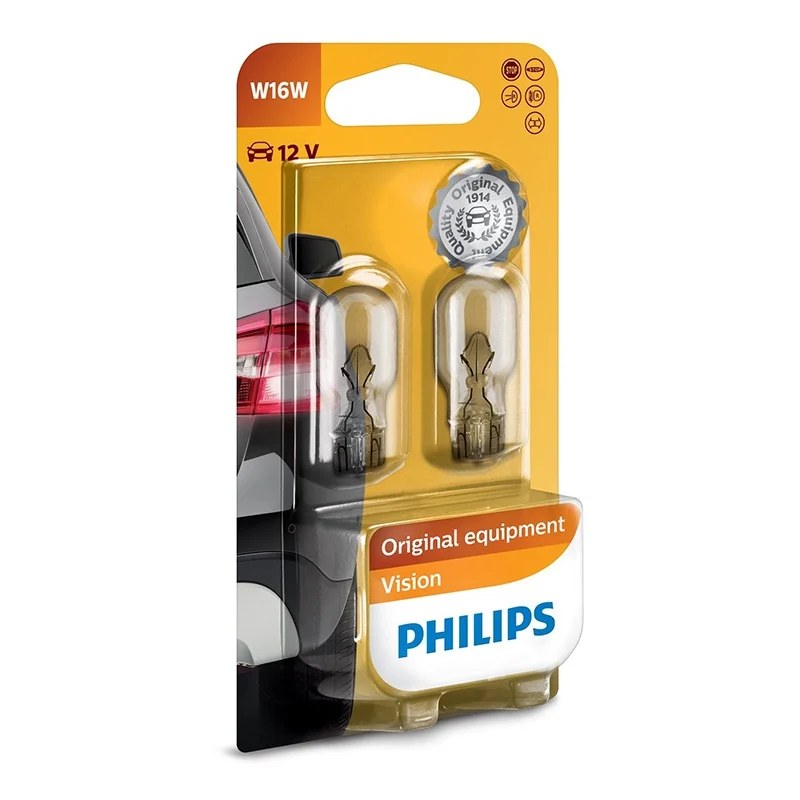 Set 2 becuri auto W16W 12 V Philips Vision