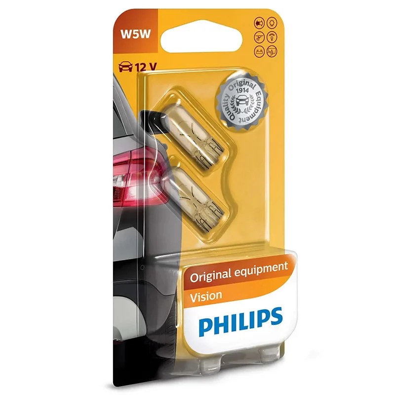Set 2 becuri auto Philips Vision 12V 5W W5W