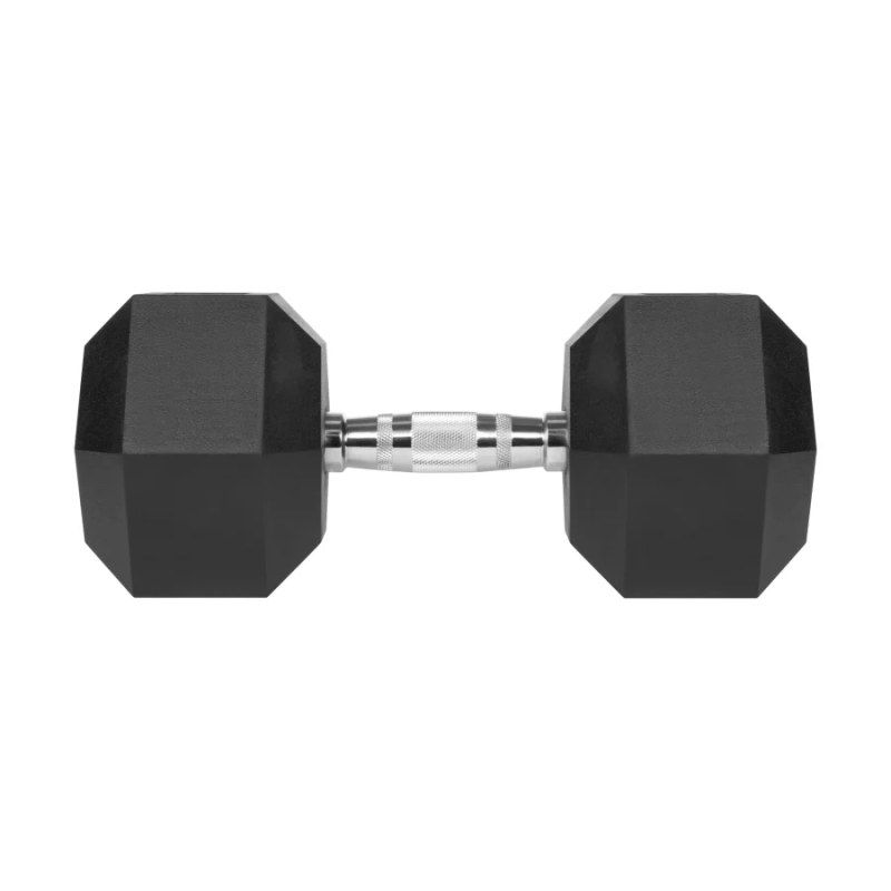 Gantera hexagonala din fonta cauciucata 25 kg Rebel Active