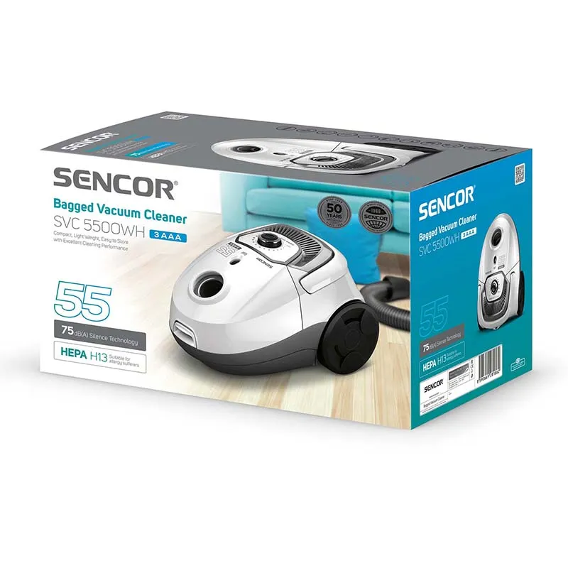 Aspirator cu sac SENCOR SVC 5500WH, 700 W, alb