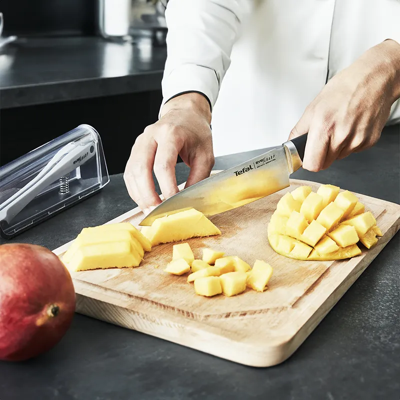 Cutit de bucatar Tefal Ever Sharp K2569004, 16,5 cm, cu suport de ascutire