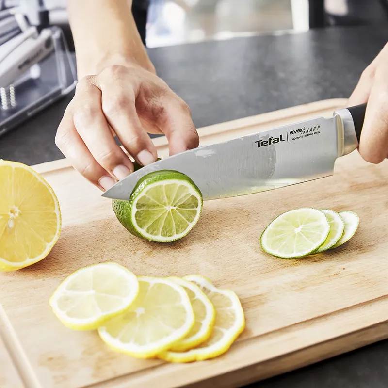 Cutit de bucatar Tefal Ever Sharp K2569004, 16,5 cm, cu suport de ascutire