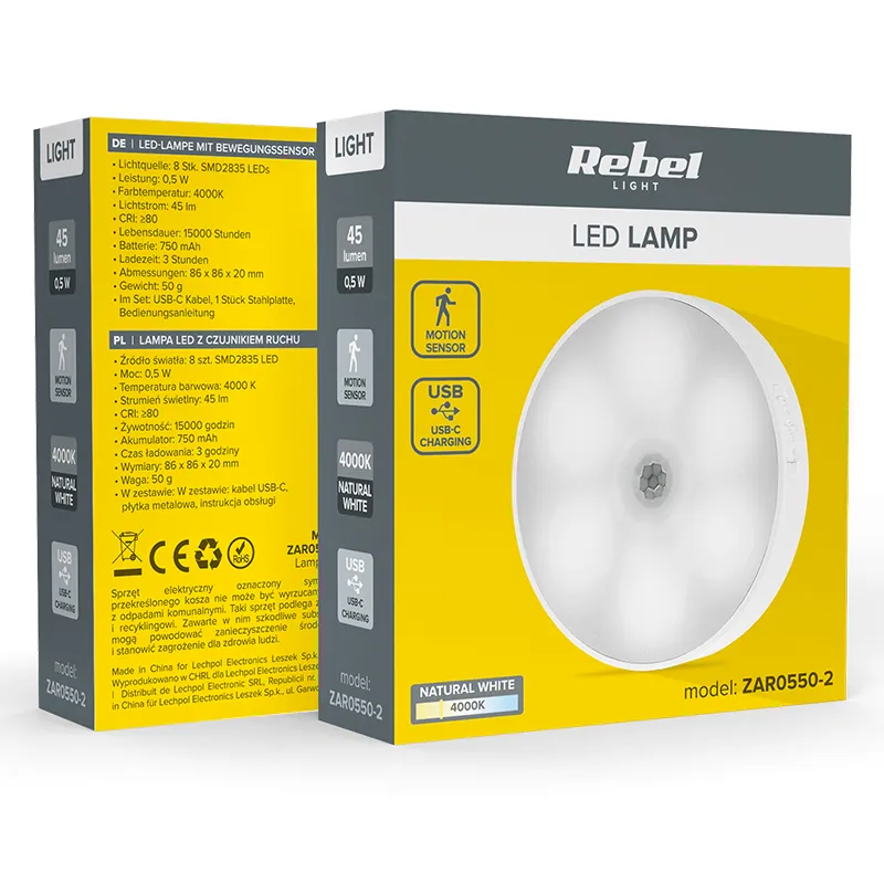 Lampa LED Magnet Senzor Miscare Acumulator Rebel