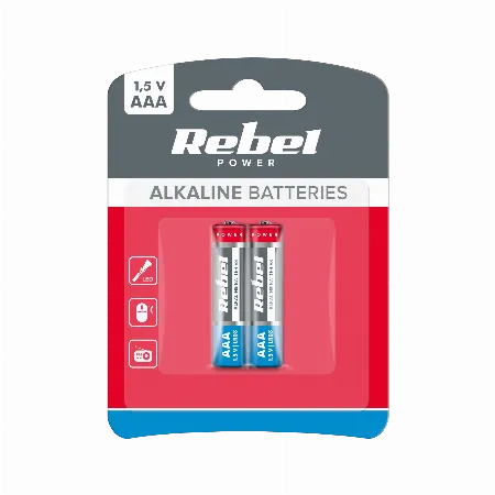 Baterie alcalina Rebel LR03 AAA 1,5 V, blister 2 buc.