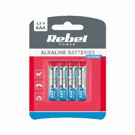 Baterii alcaline Rebel Extreme AAA LR03, 4 buc. blister