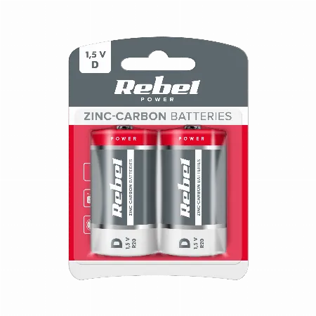 Baterie zinc-carbon Rebel R20 D 1,5 V, 2 buc. blister