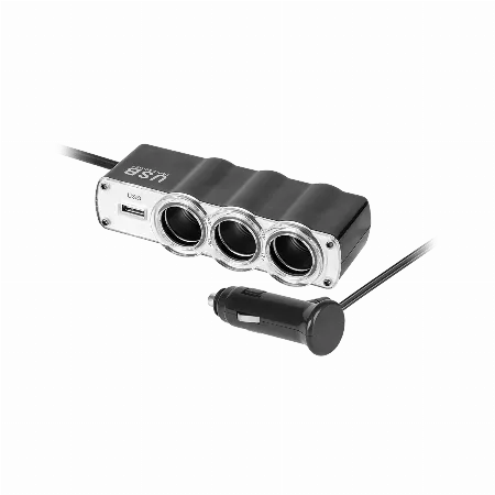Splitter bricheta auto x3 cu USB si cablu