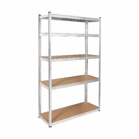 Raft metalic cu 5 rafturi MDF 205x120x45 cm, argintiu zincat, Rebel