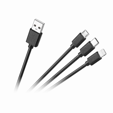 Cablu de conectare 3 in 1, USB tip A la micro USB, USB-C si Lightning, 1.2 m