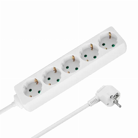 Prelungitor 5 prize fara intrerupator 3 m 3x1,5 mm alb Rebel