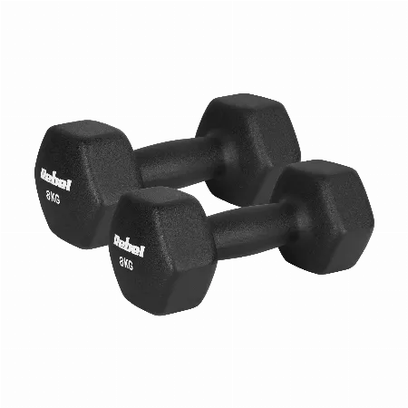 Gantere din fonta neopren HEX 2 x 8 kg REBEL ACTIVE