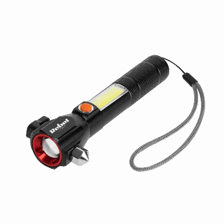 Lanterna multifunctionala cu acumulator Rebel URZ0941, zoom, ciocan si cutit