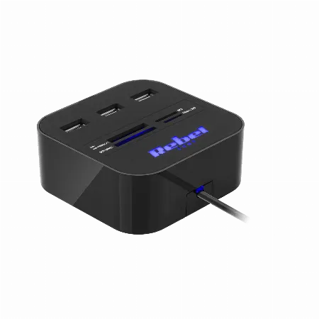 Hub 3X USB 2.0 Cititor Card SD/Microsd Rebel