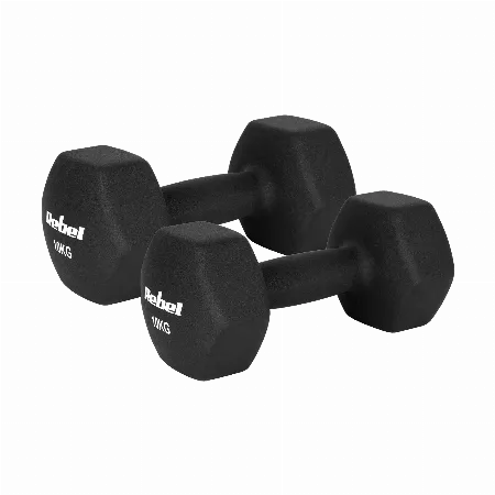 Gantere din fonta neopren HEX 2 x 10 kg REBEL ACTIVE