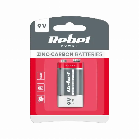 Baterie zinc-carbon Rebel 6F22 9V, blister 1 buc.