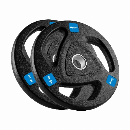 Set discuri olimpice din fonta, acoperite cu cauciuc, 2 x 15 kg, orificiu 51 mm, Rebel Active