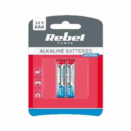 Baterii alcaline Rebel Extreme AAA LR03 1,5 V, blister 2 buc.