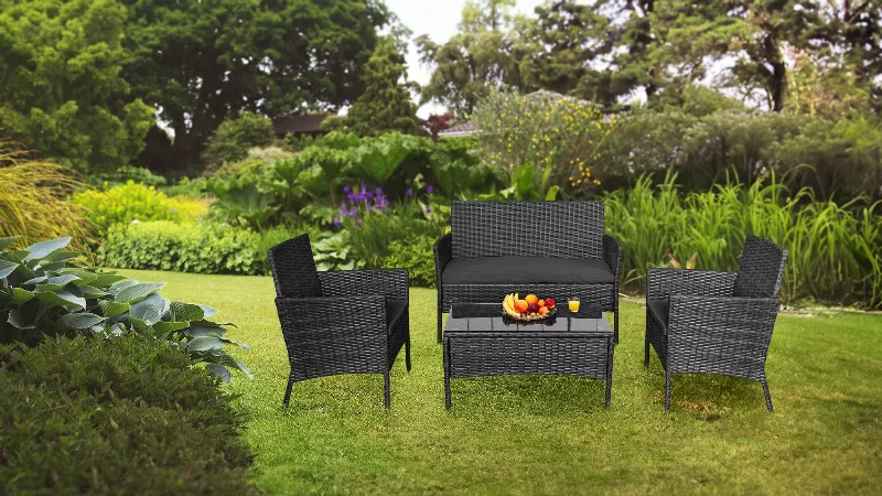 Set mobilier gradina Rose Teesa negru, 4 piese