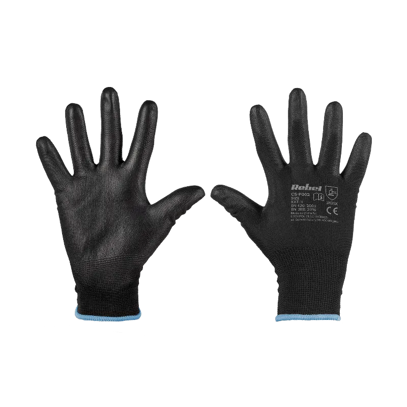 Manusi de lucru poliuretan Rebel CS-P002, marime 9/L, set 12 buc.