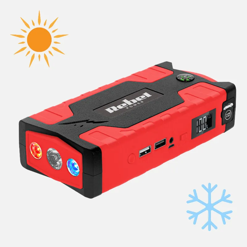 Jump starter power bank cu compresor Rebel