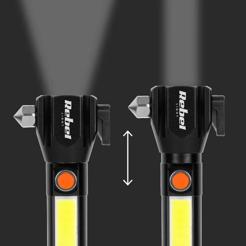 Lanterna multifunctionala cu acumulator Rebel URZ0941, zoom, ciocan si cutit