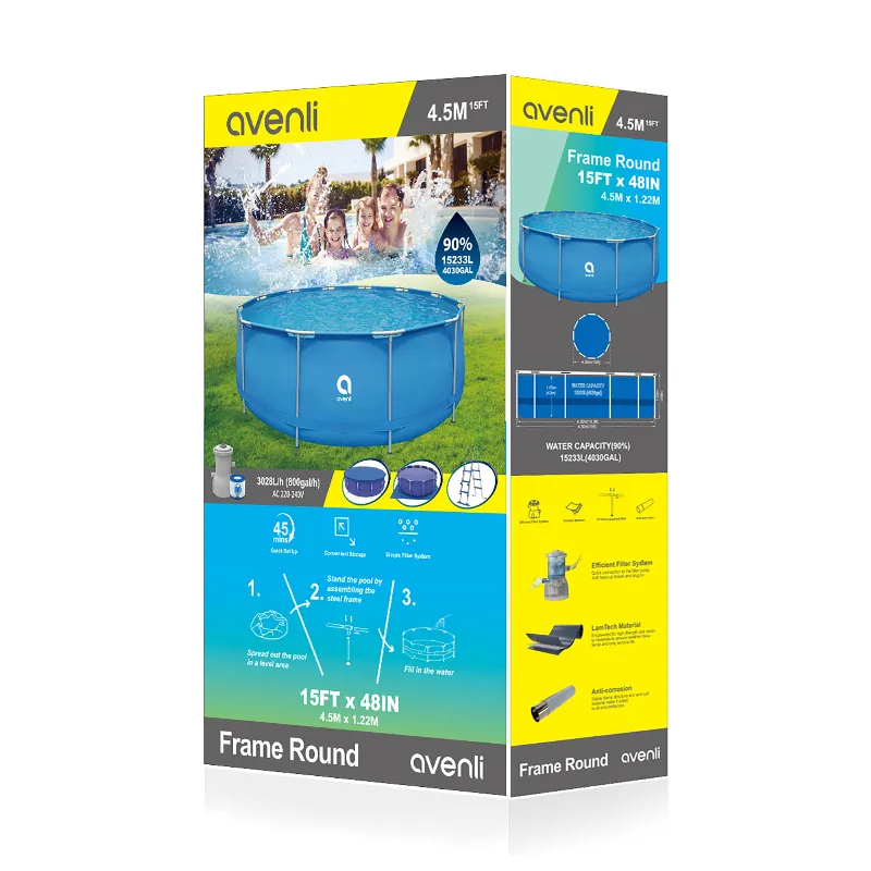 Piscina cadru metalic Avenli Premimu rotunda 457 x 122 cm cu filtru si scara