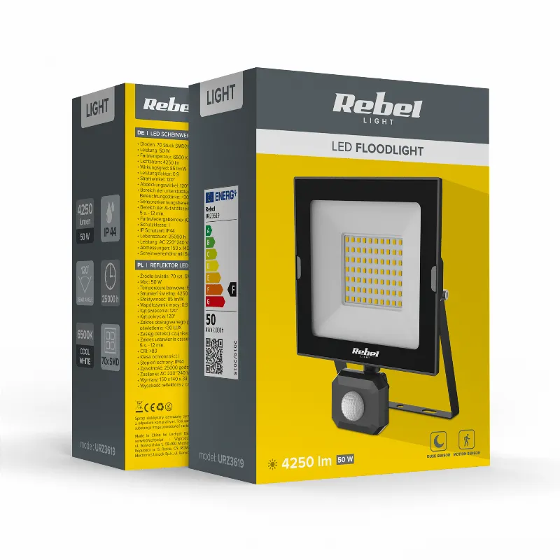 Reflector LED 50W 6500K Senzor Miscare Rebel