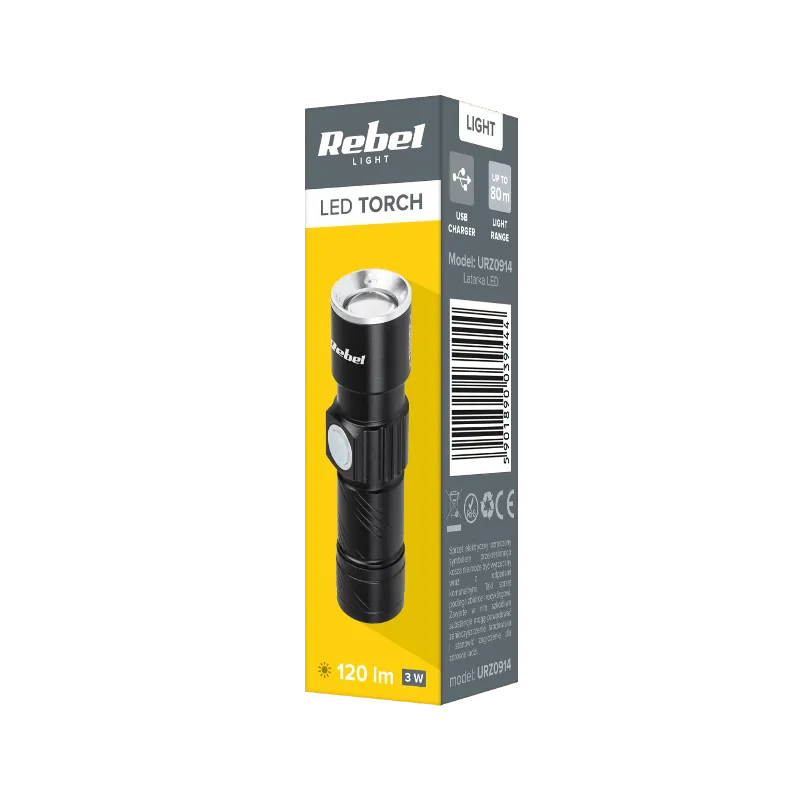 Lanterna LED din aluminiu 3W Rebel cu zoom