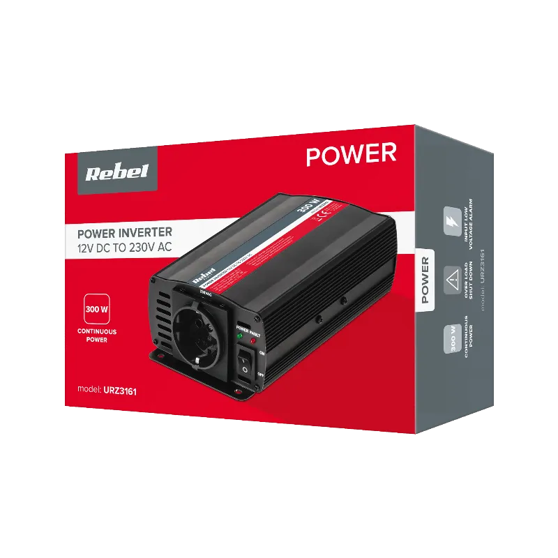 Invertor 12V/230V 300W Rebel cu priza tip F