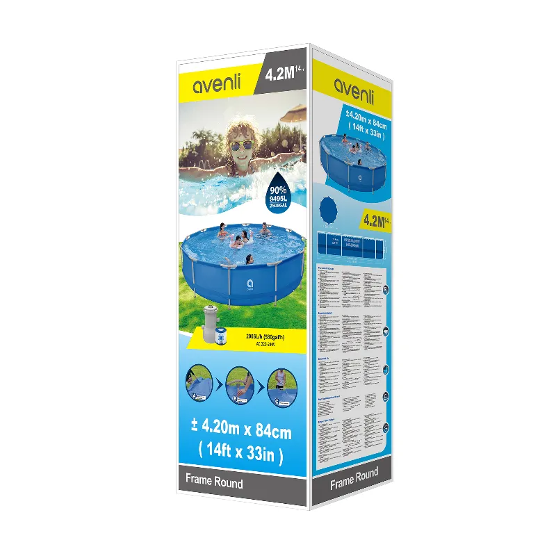 Piscina rotunda cu cadru metalic Avenli 427 x 84 cm, cu pompa filtranta