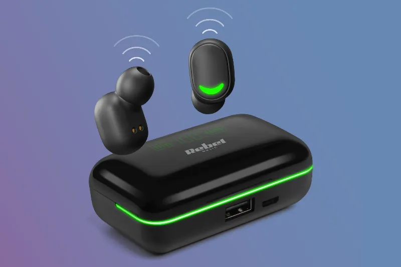Casti Bluetooth 5.0 Rebel SN-E10 cu etui de incarcare
