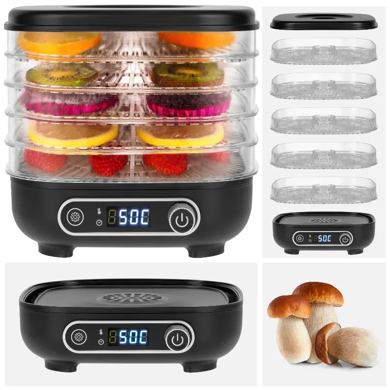 Deshidrator alimente Teesa TSA3033 cu 5 tavi, 300 W, afisaj LCD