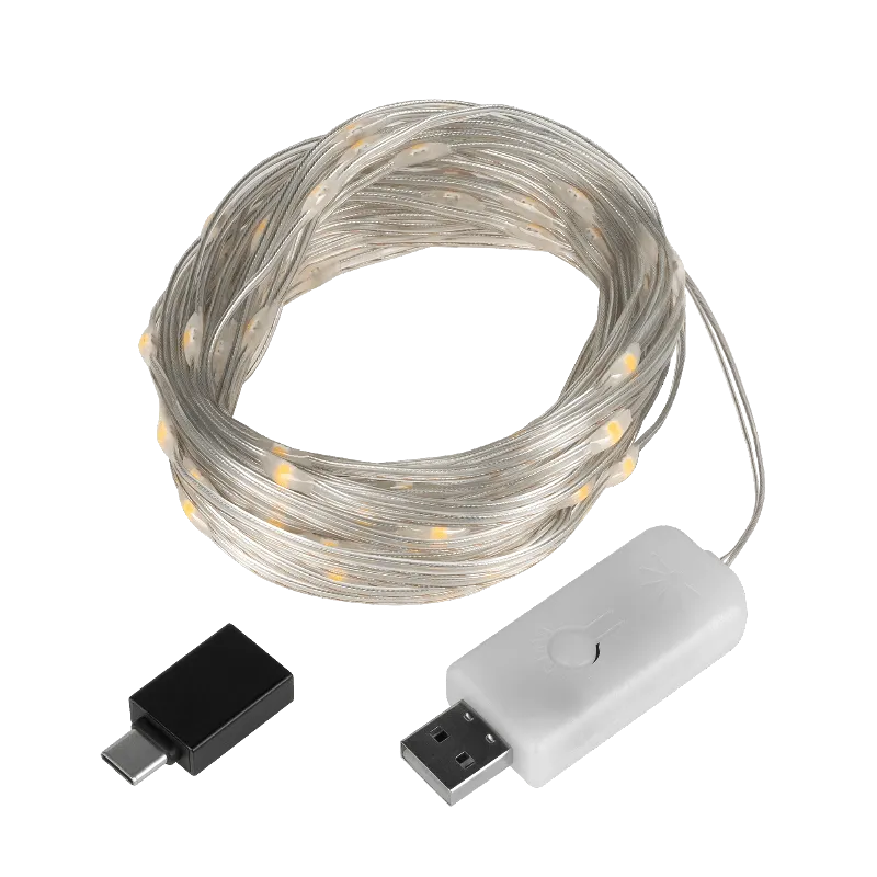 Snur LED decorativ 10 m, alb cald, Rebel