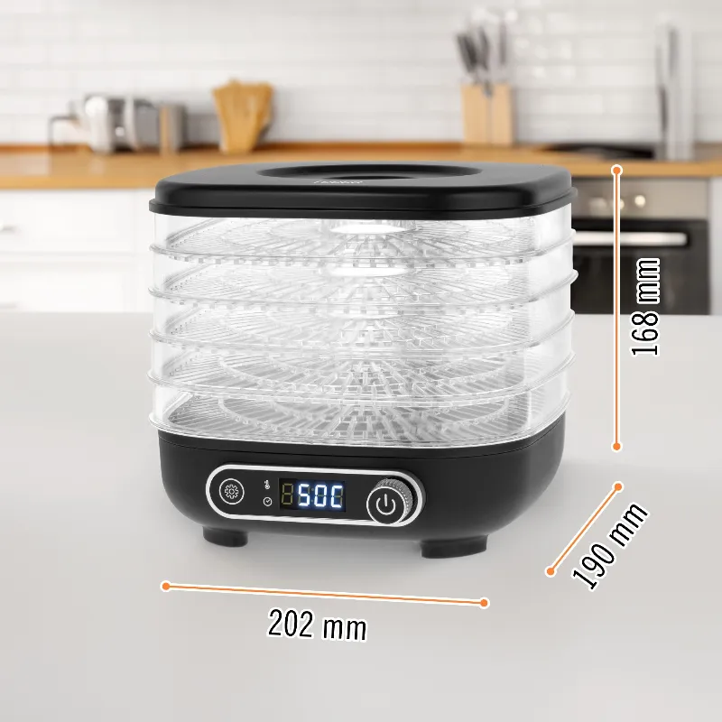 Deshidrator alimente Teesa TSA3033 cu 5 tavi, 300 W, afisaj LCD