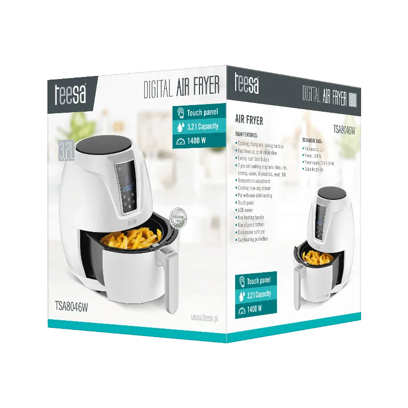 Friteuza fara ulei Teesa Digital Air Fryer 3,2 l alb