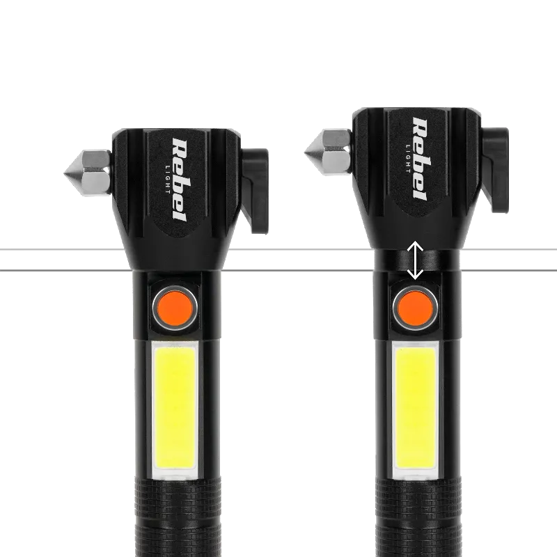 Lanterna multifunctionala cu acumulator Rebel URZ0941, zoom, ciocan si cutit