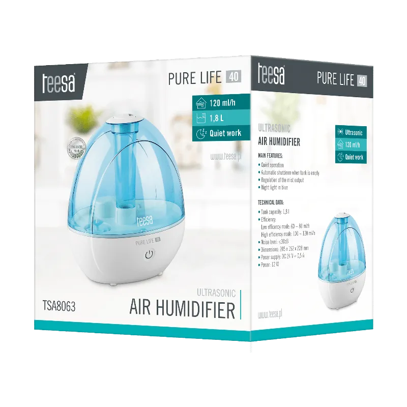 Umidificator de aer ultrasonic Teesa PURE LIFE 40, 1,8 l