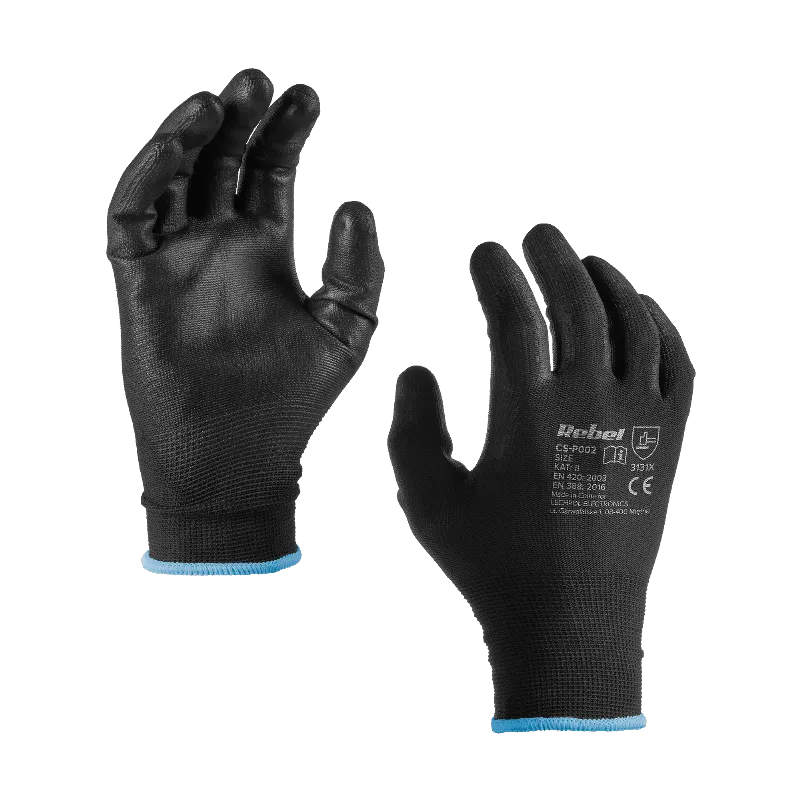 Manusi de lucru poliuretan Rebel CS-P002, marime 9/L, set 12 buc.